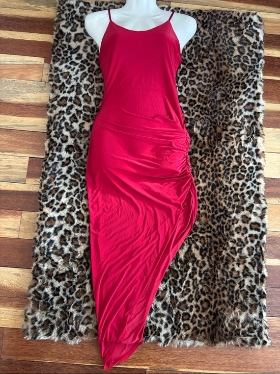 Dresses & Skirts - Red Asymmetrical Ruched Slip Dress